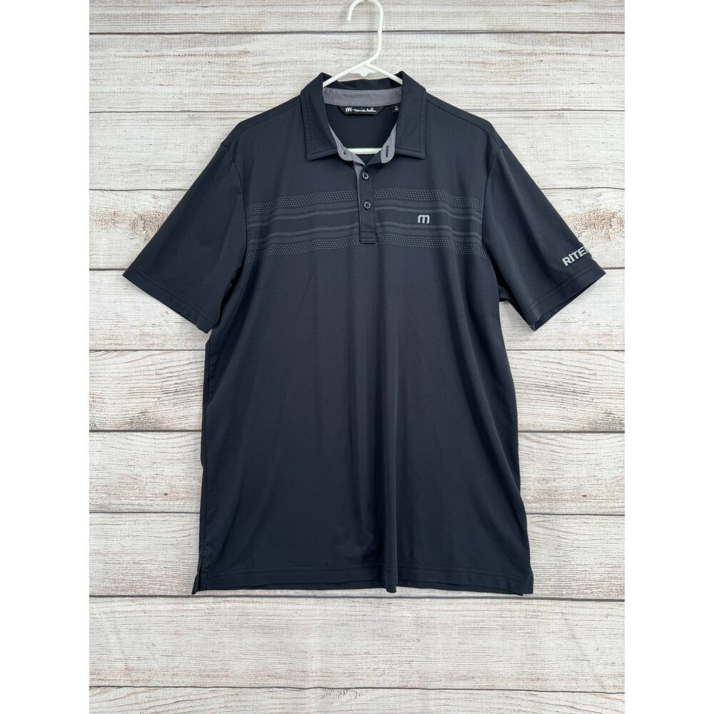 Travis Mathew Golf Polo‎ Mens XL Black Monterey Chest Stripe Rite Hite